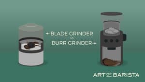vector graphic showing a burr coffee grinder next to a blade grinder to show the difference between the two