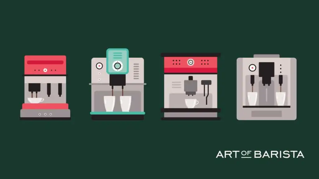 vector graphic showing a collection of the best automatic espresso machines on the market today