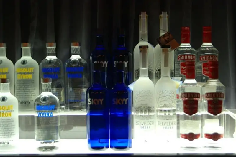 Assorted vodka bottles