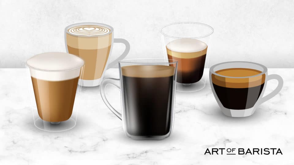 vector graphic showing in illustration of the best espresso cups in a variety of shapes sizes and forms