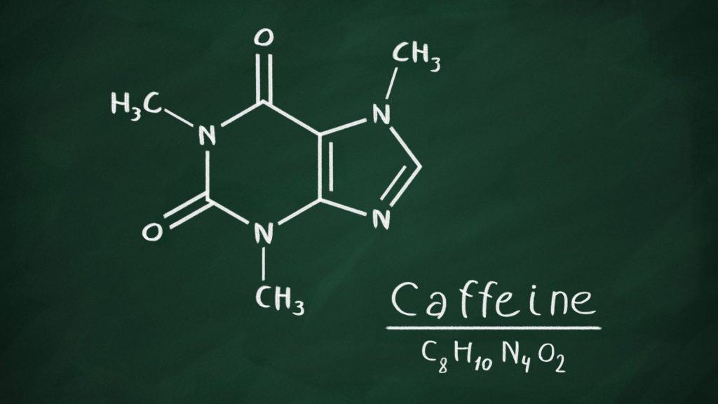 stock image showing a caffeine molecule structure - at top of caffeine in tea vs coffee post